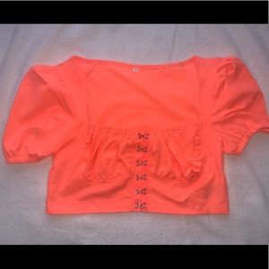 Neon Pink Square Neck Top